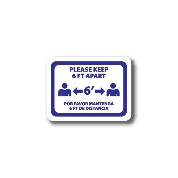 Ergomat 30in x 21in RECTANGLE SIGNS Please Keep 6 FT Apart - Bilingual English/Spanish DSV-SIGN 630 #2950 -UEN - main